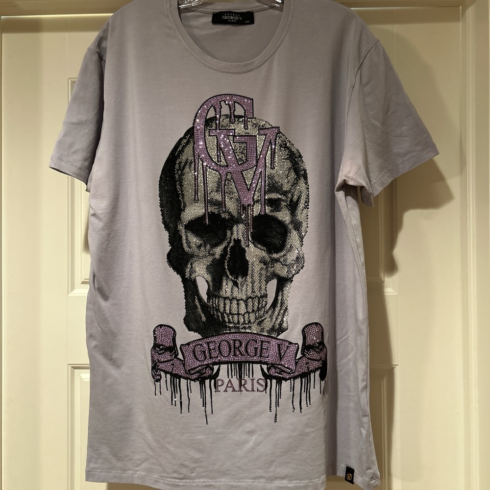 Avenue George V Paris dripping skull rhinestone shirt - Picture 3 of 7